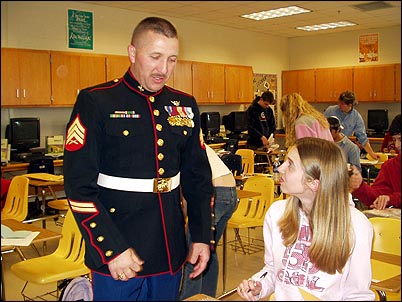 Marine taking to student -  3-1-2005